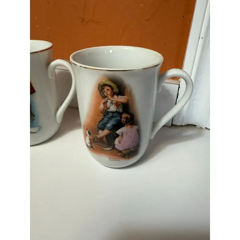 Vintage 1981 Set of 4, Norman Rockwell Mugs